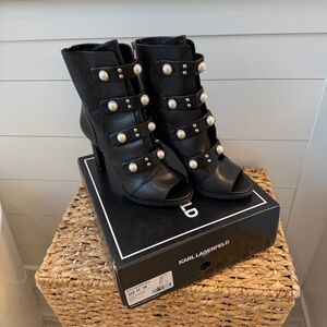 NWT Karl Lagerfeld Black Brayden Calf Boots
